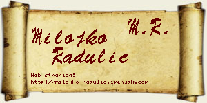 Milojko Radulić vizit kartica